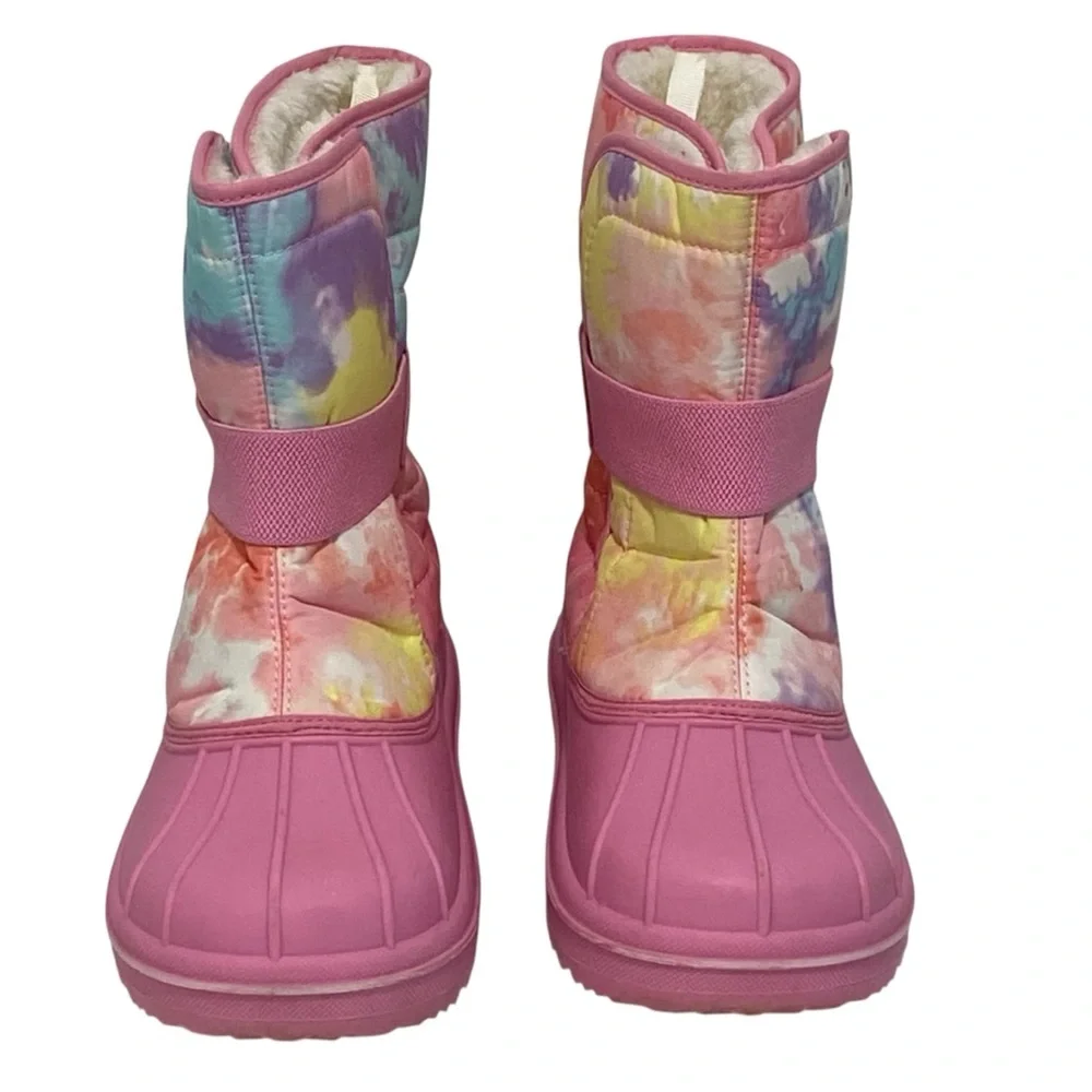 Girls’ Sherbet Rainbow Pink Winter Snow Boots - Like New - Size 6